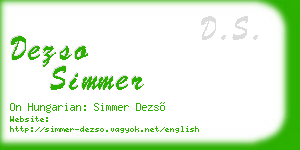 dezso simmer business card